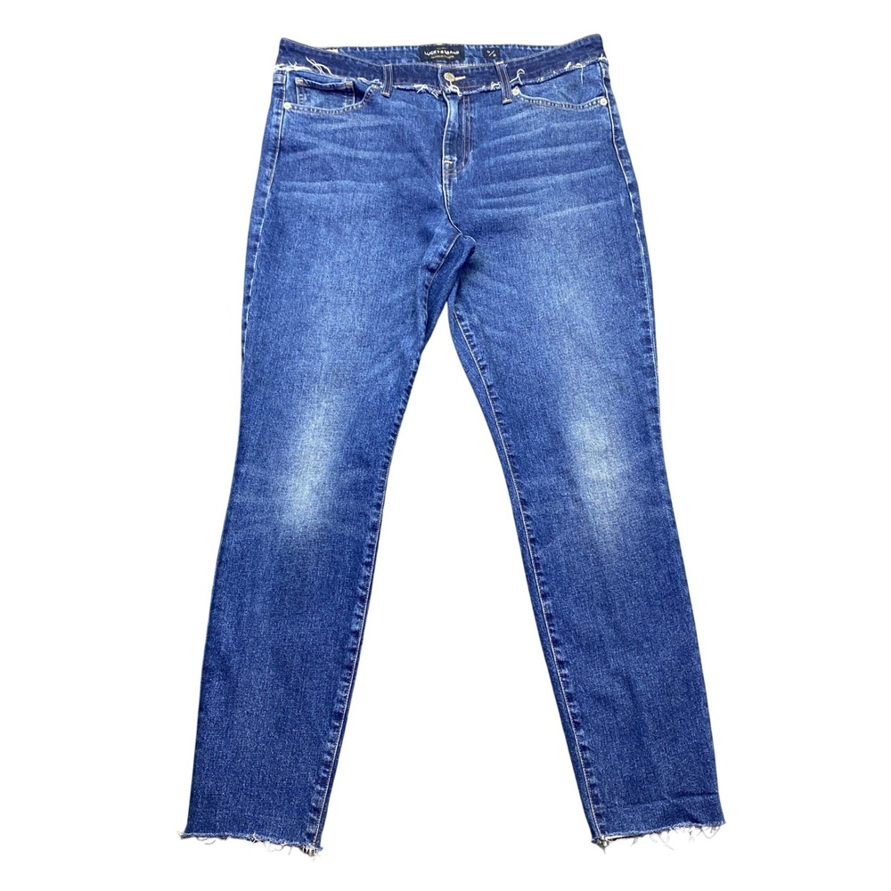 Lucky Brand Ava Skinny Jeans Medium Wash Raw Frayed Hem Waist 12/31‎ Grunge